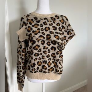 Women’s Top | Animal Print Crew Neck Pullover Sweater